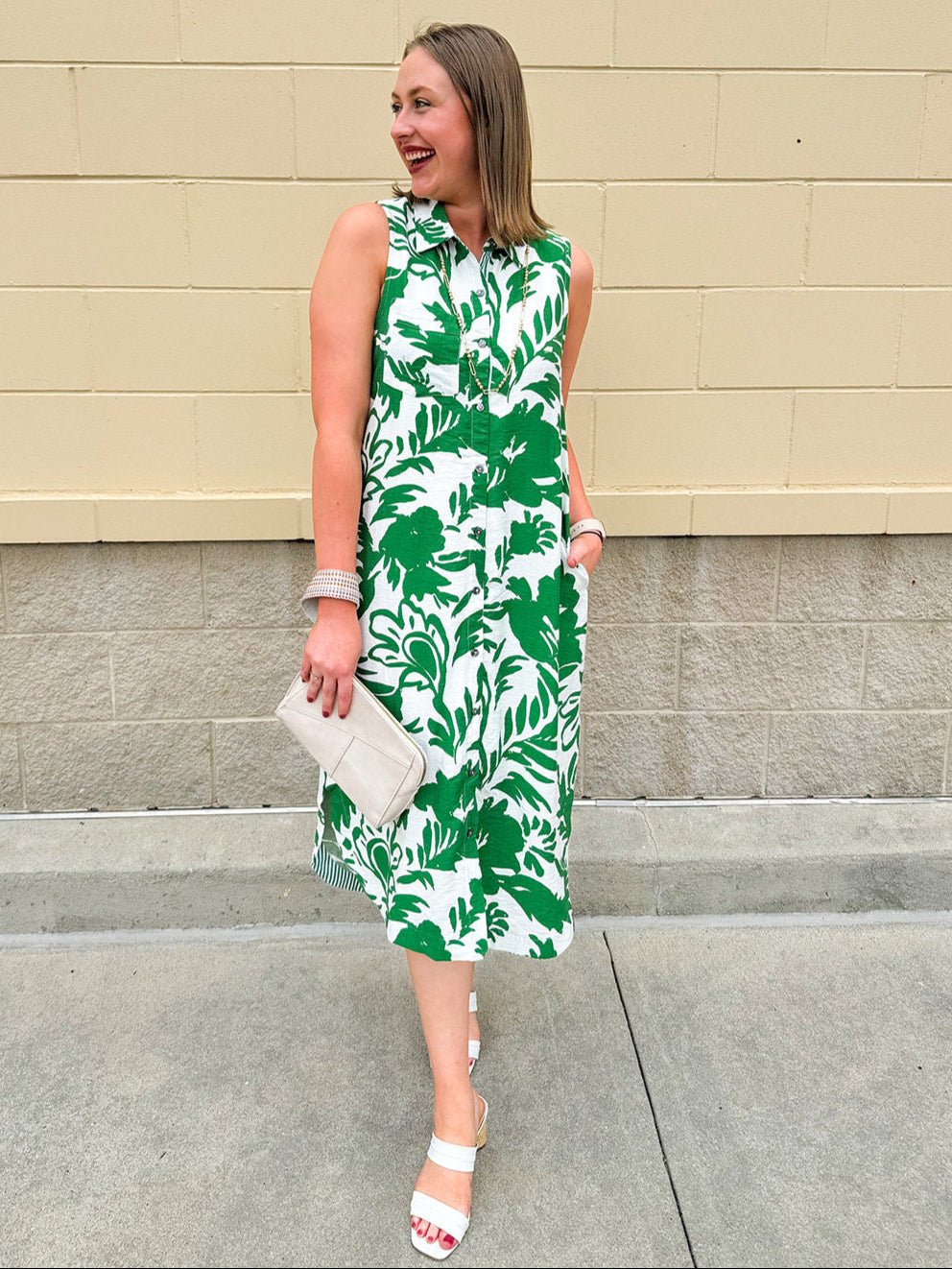 {FINAL SALE} Willow Lane Collared Midi Dress - The Pink Pineapple 850