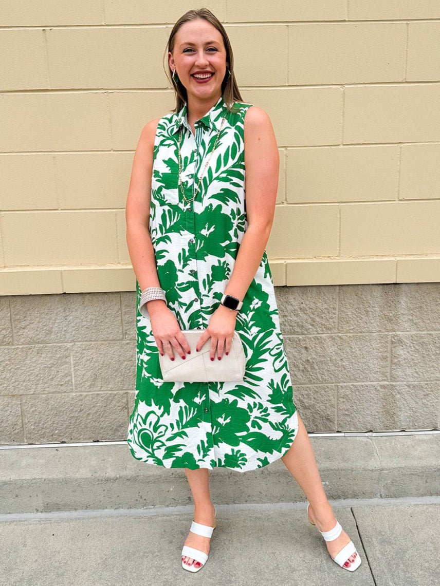 {FINAL SALE} Willow Lane Collared Midi Dress - The Pink Pineapple 850