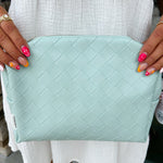 {FINAL SALE} Woven Beauty Bag Large Teal - The Pink Pineapple 850