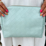 {FINAL SALE} Woven Beauty Bag Large Teal - The Pink Pineapple 850