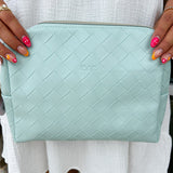 {FINAL SALE} Woven Beauty Bag Large Teal - The Pink Pineapple 850