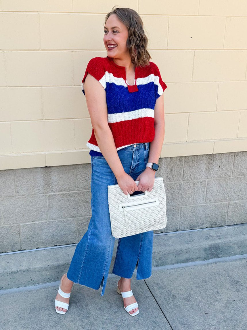 Firecracker Colorblock Sweater - The Pink Pineapple 850