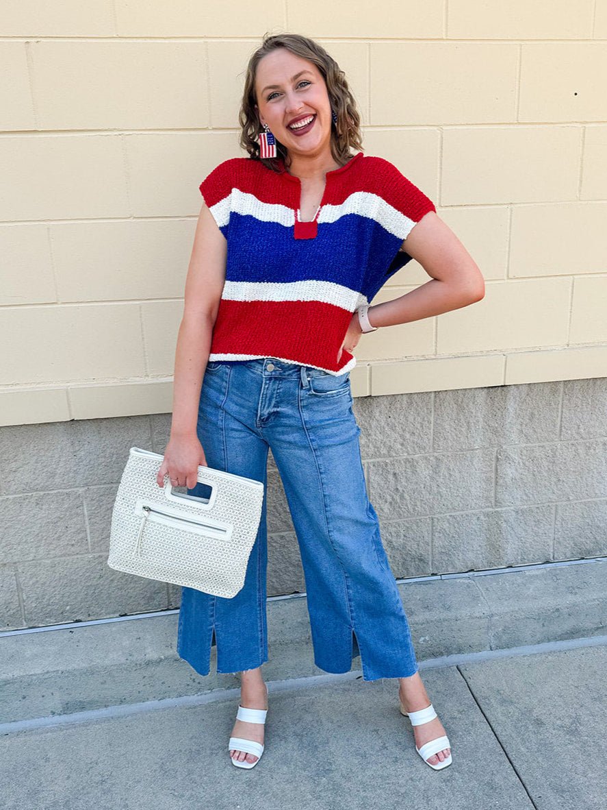 Firecracker Colorblock Sweater - The Pink Pineapple 850