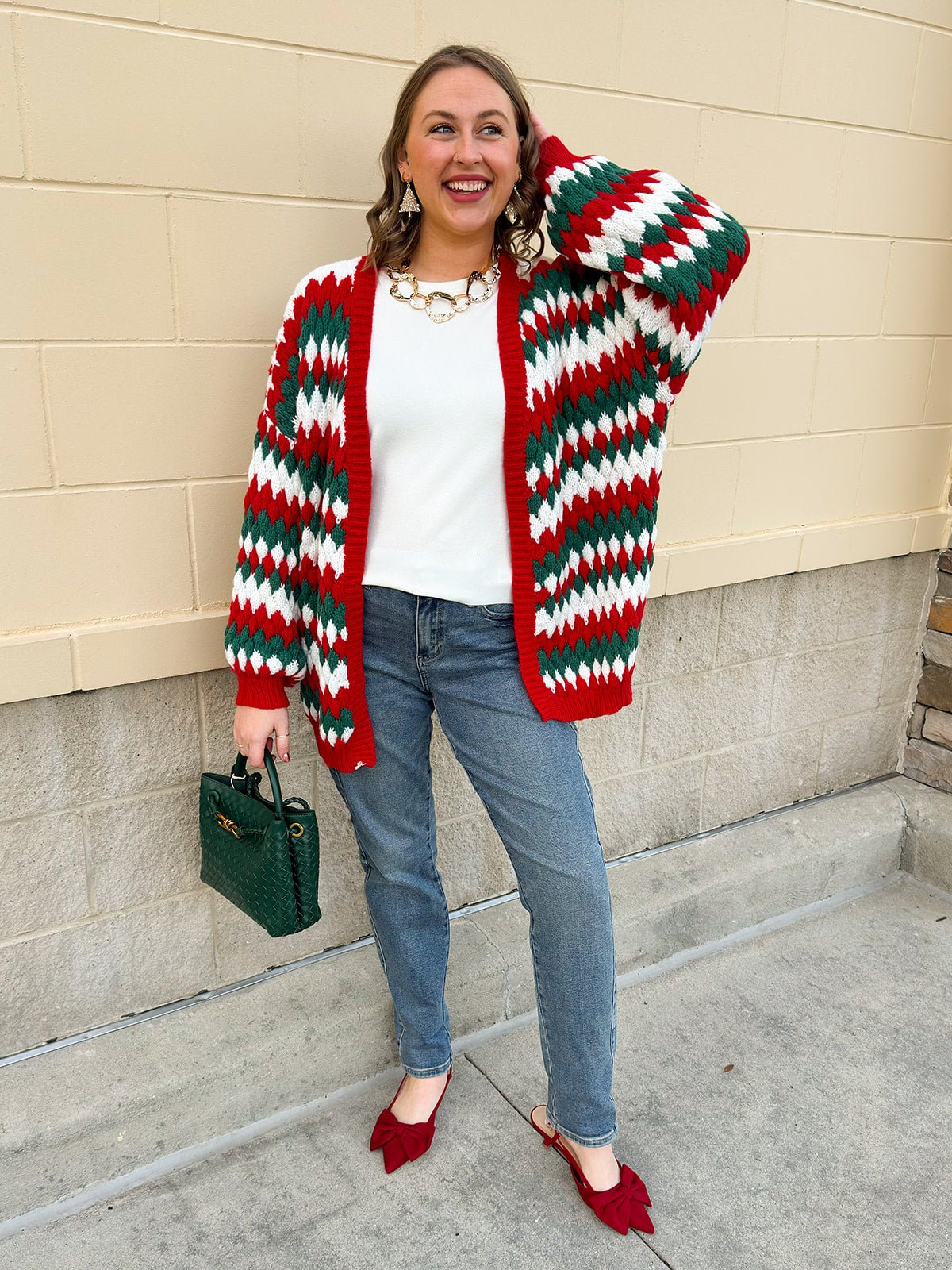 Fireside Cheer Textured Holiday Cardigan - The Pink Pineapple 850