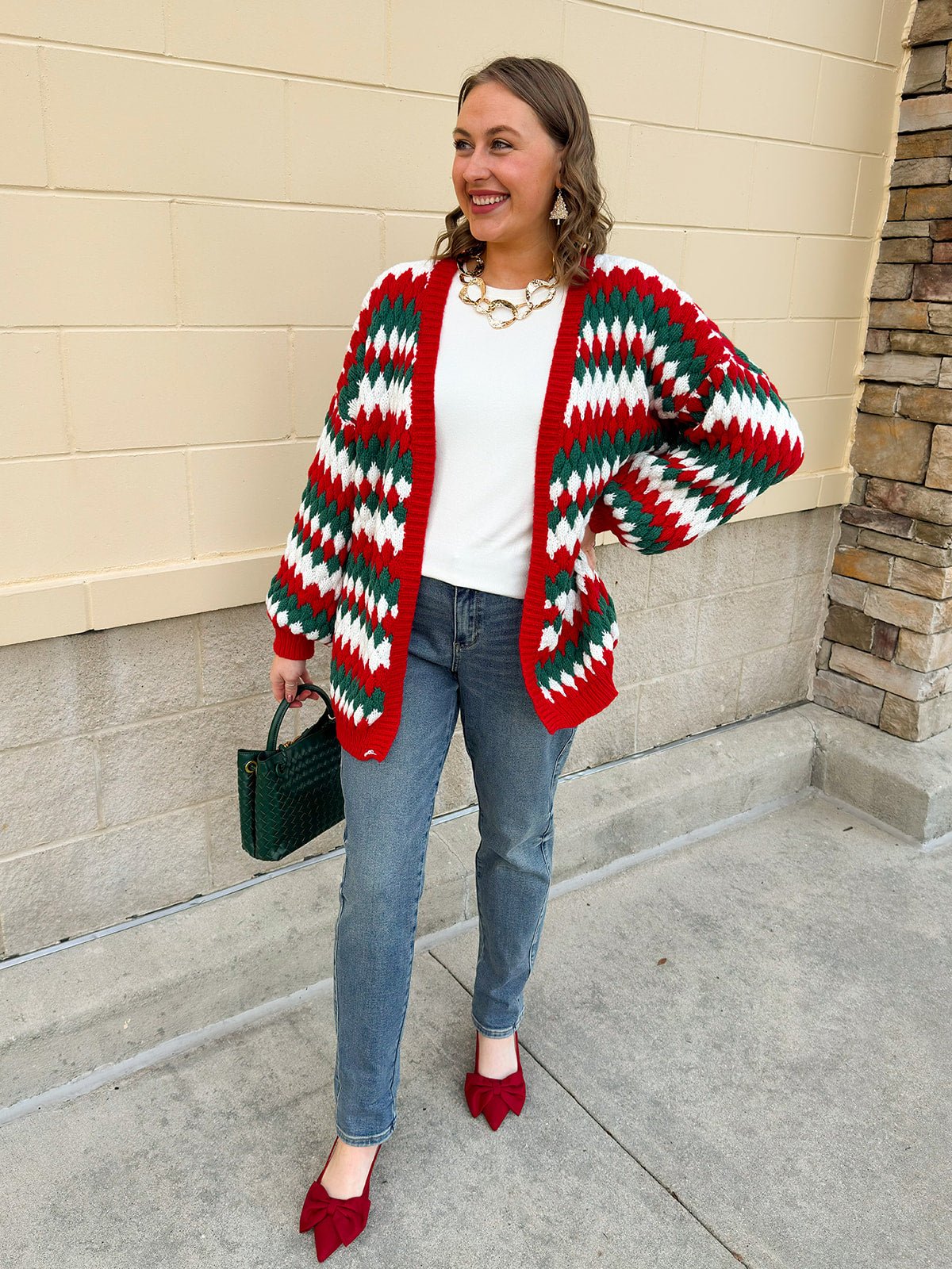 Fireside Cheer Textured Holiday Cardigan - The Pink Pineapple 850