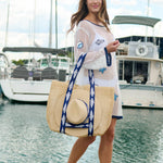 Fisher Woven Tote & Sun Hat Set in Navy - The Pink Pineapple 850