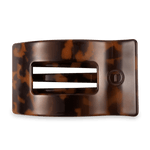 Large 4-inch Teleties flat rectangular hair clip in classic tortoise with a sleek silhouette and flat-back design.