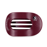 Large garnet and gold flat round hair clip with a comfortable flat-back design and secure bendable teeth featuring a Go Noles theme.