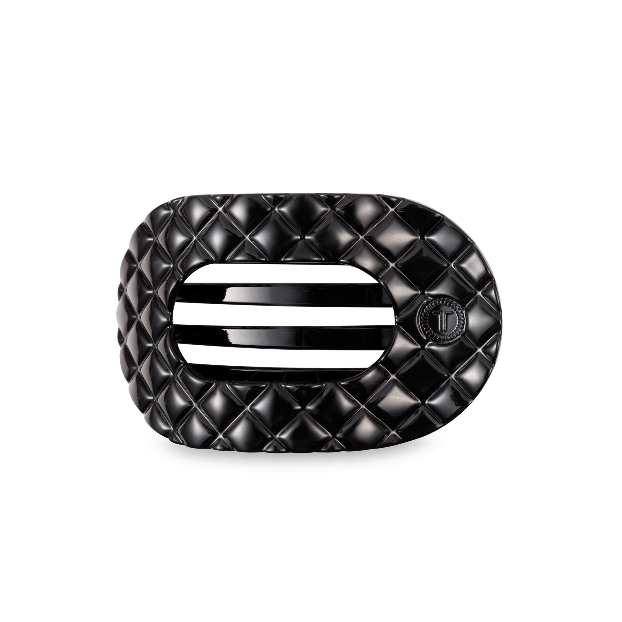 Flat Round Hair Clip | Medium | Jet Black Quilted - The Pink Pineapple 850