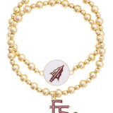 Florida State Seminoles Ball Bead Bracelet Set of 2 - The Pink Pineapple 850