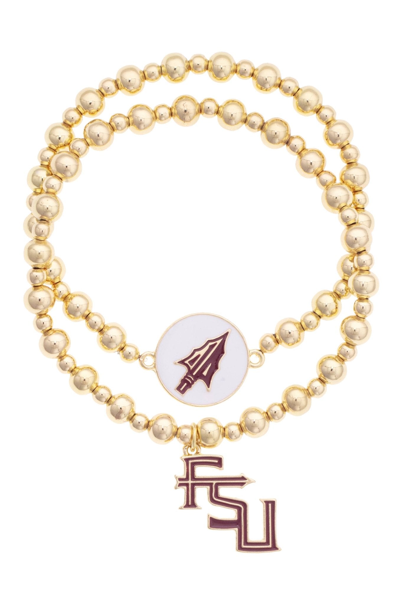 Florida State Seminoles Ball Bead Bracelet Set of 2 - The Pink Pineapple 850