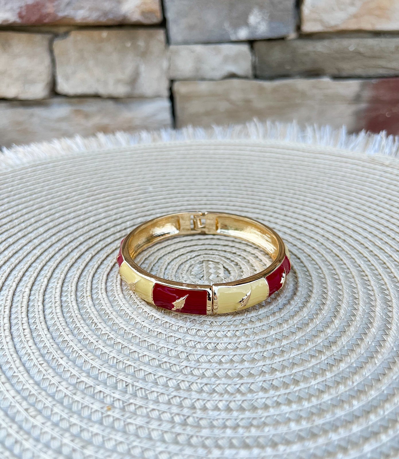 Florida State Seminoles Checkered Hinge Bangle - The Pink Pineapple 850