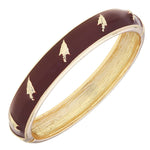 Florida State Seminoles garnet enamel hinge bangle with shiny gold plating and a classic hinged design.