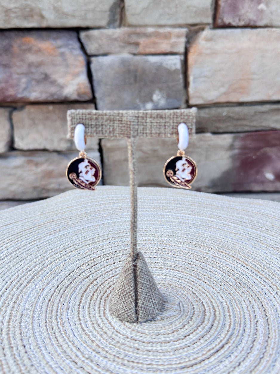 Florida State Seminoles Enamel Logo Huggie Hoop Earrings - The Pink Pineapple 850