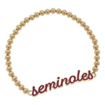 Florida State Seminoles garnet enamel script stretch bracelet with satin gold-plated accents.