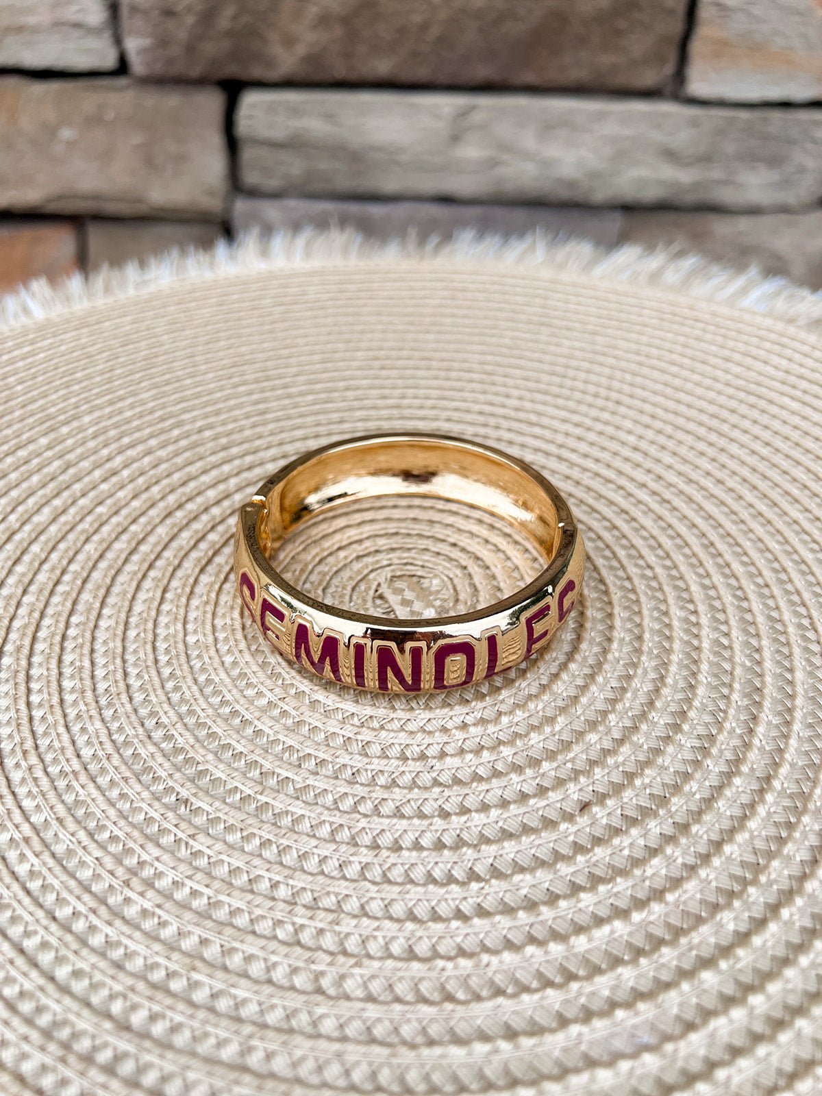 Florida State Seminoles Polished Metal Hinge Bangle - The Pink Pineapple 850