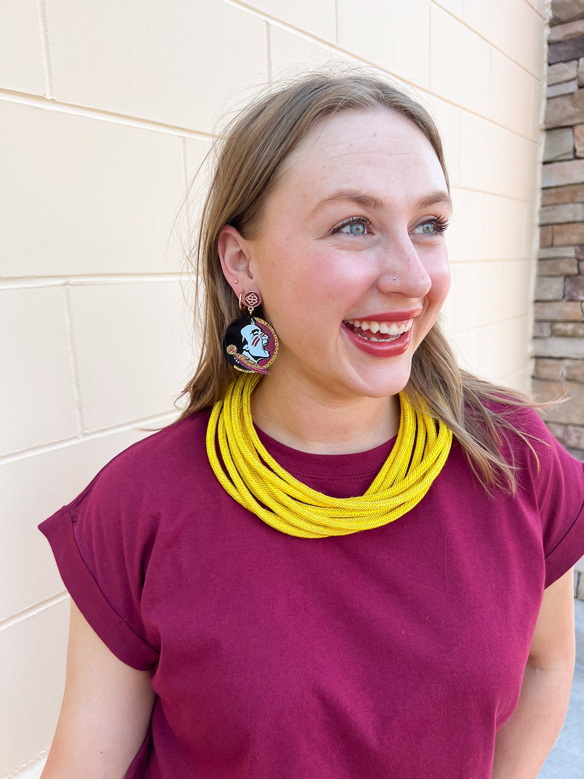 Florida State Seminoles Round Logo Drop Earrings - The Pink Pineapple 850