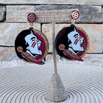 Florida State Seminoles Round Logo Drop Earrings - The Pink Pineapple 850