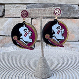 Florida State Seminoles Round Logo Drop Earrings - The Pink Pineapple 850