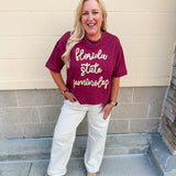 Florida State Seminoles Tinsel Short Sleeve Sweatshirt - The Pink Pineapple 850