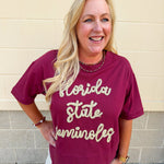 Florida State Seminoles Tinsel Short Sleeve Sweatshirt - The Pink Pineapple 850