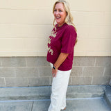 Florida State Seminoles Tinsel Short Sleeve Sweatshirt - The Pink Pineapple 850