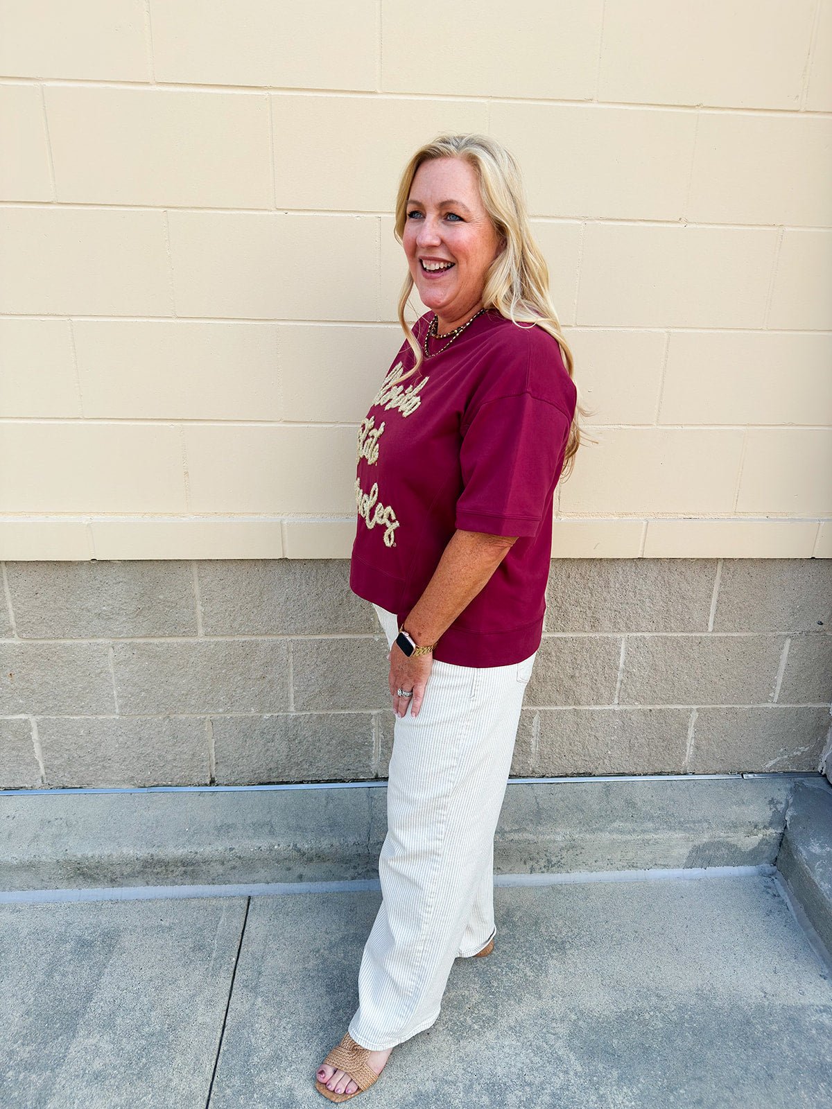 Florida State Seminoles Tinsel Short Sleeve Sweatshirt - The Pink Pineapple 850