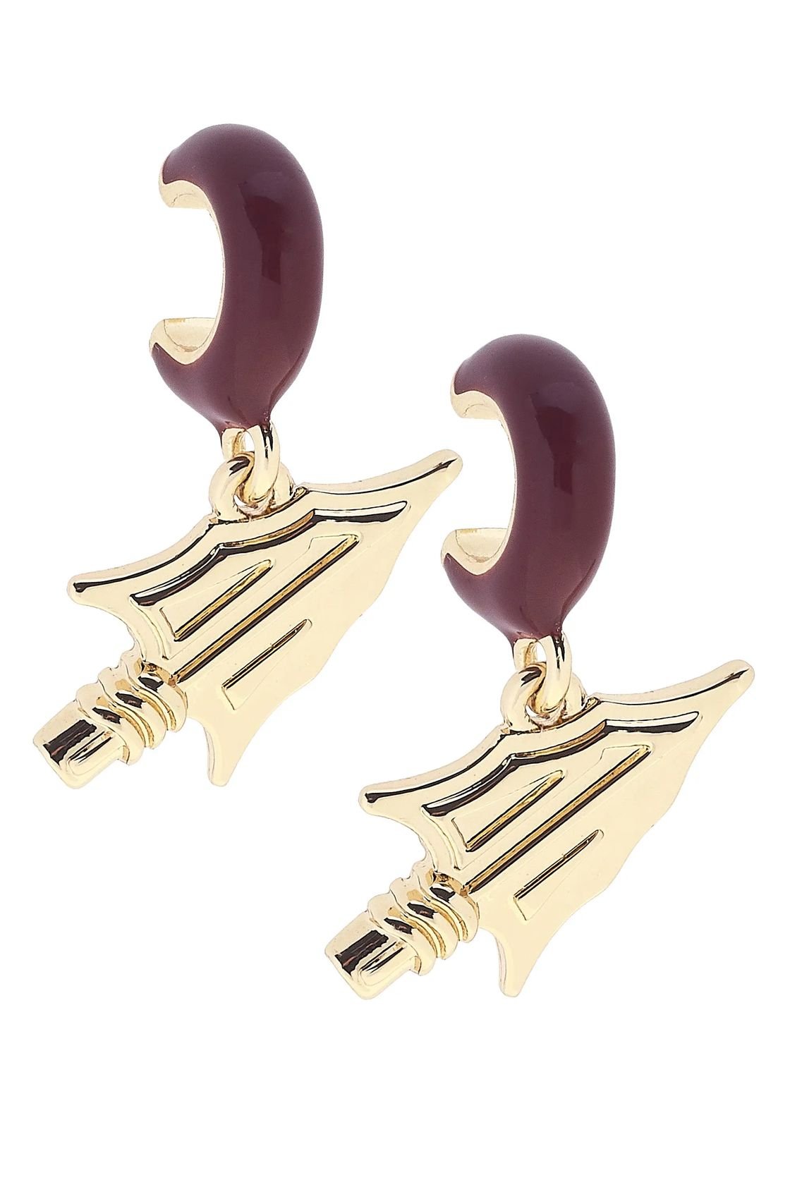 Florida State Spear Charm Huggie Hoops - The Pink Pineapple 850
