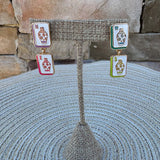 Four Winds Mahjong Tile Drop Earrings - The Pink Pineapple 850