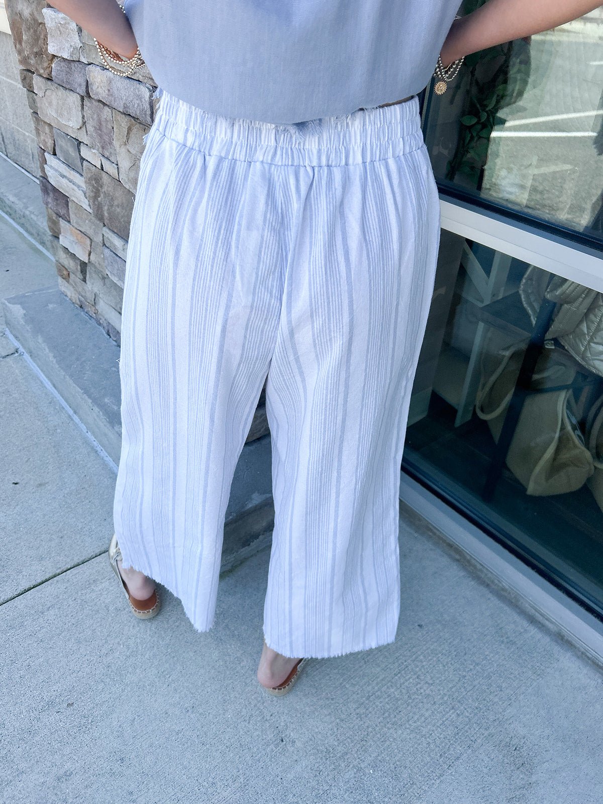 French Market Wide Leg Blue Pants - The Pink Pineapple 850