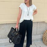 Fresh Breeze Frayed Wide Leg Linen Pants in Black - The Pink Pineapple 850