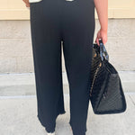 Fresh Breeze Frayed Wide Leg Linen Pants in Black - The Pink Pineapple 850