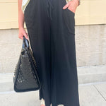 Fresh Breeze Frayed Wide Leg Linen Pants in Black - The Pink Pineapple 850