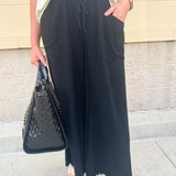 Fresh Breeze Frayed Wide Leg Linen Pants in Black - The Pink Pineapple 850