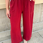 Fresh Breeze Frayed Wide Leg Linen Pants in Rust - The Pink Pineapple 850