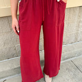 Fresh Breeze Frayed Wide Leg Linen Pants in Rust - The Pink Pineapple 850