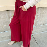 Fresh Breeze Frayed Wide Leg Linen Pants in Rust - The Pink Pineapple 850