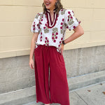 Fresh Breeze Frayed Wide Leg Linen Pants in Rust - The Pink Pineapple 850