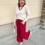 Fresh Breeze Frayed Wide Leg Linen Pants in Rust - The Pink Pineapple 850