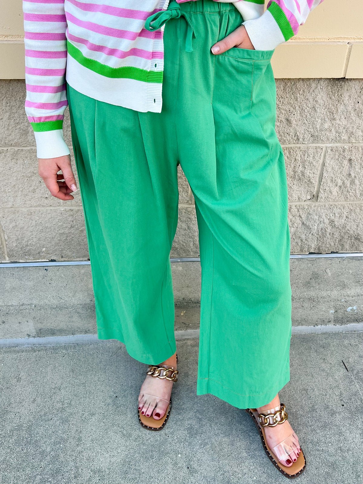 Fresh Start Emerald Wide Leg Pants - The Pink Pineapple 850