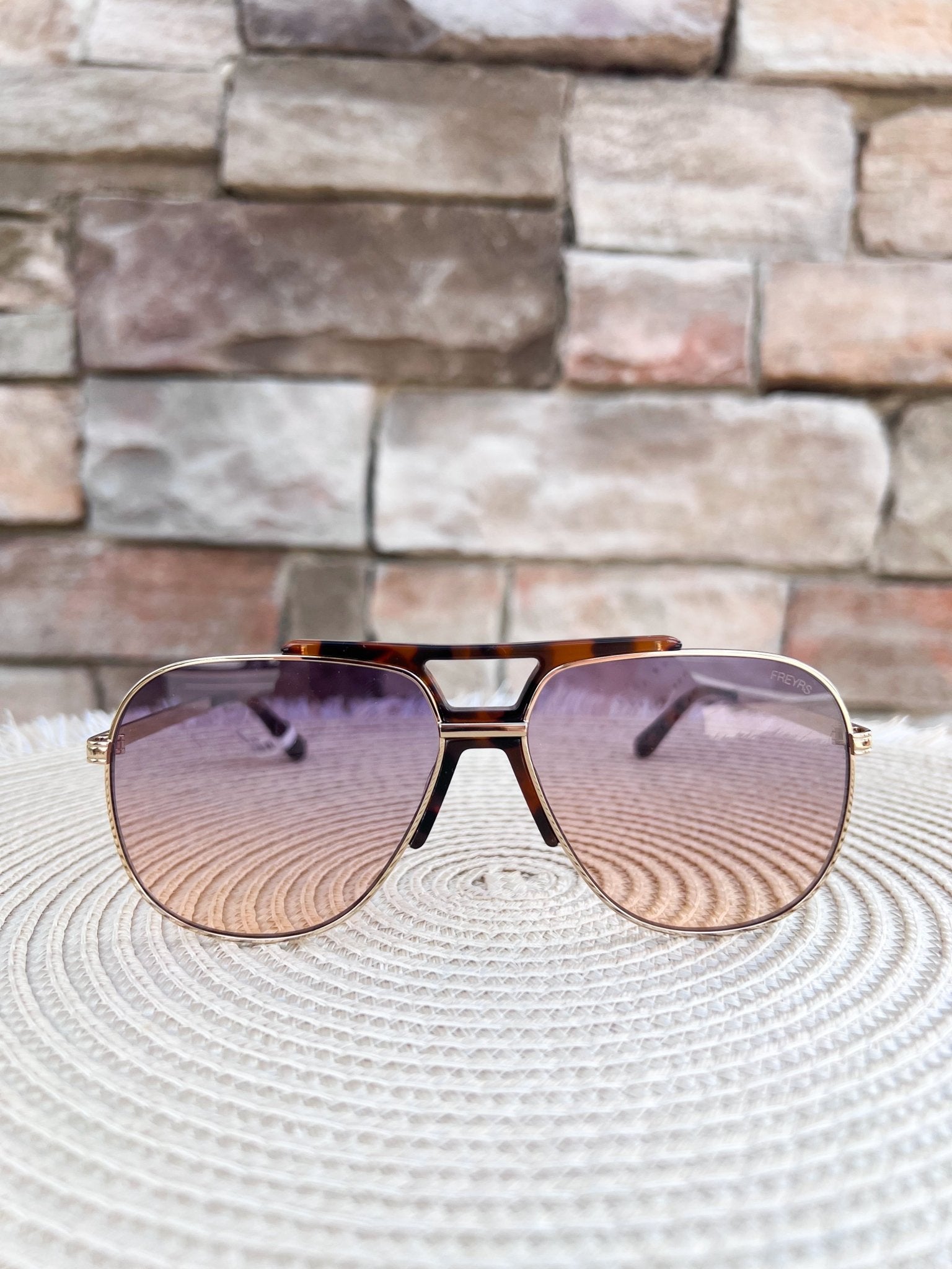 [Freyrs] Logan Aviator Sunglasses in Tortoise with Sunrise Lenses - The Pink Pineapple 850