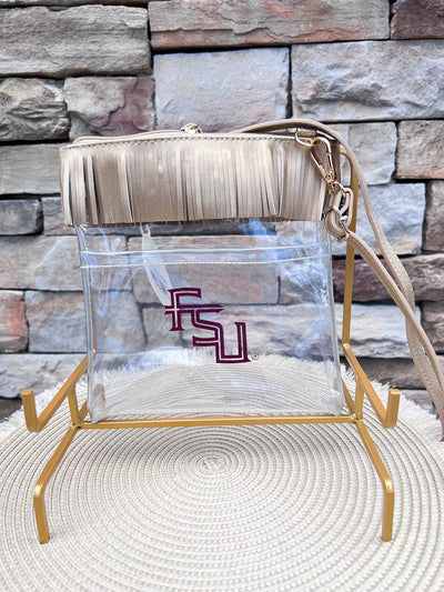 FSU Fringe Crossbody Purse in Gold - The Pink Pineapple 850