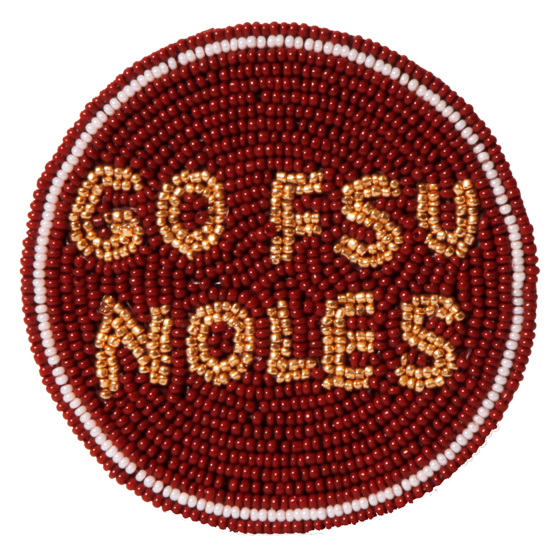 FSU Go Noles Beaded Button Pin in Garnet & Gold - PREORDER - The Pink Pineapple 850