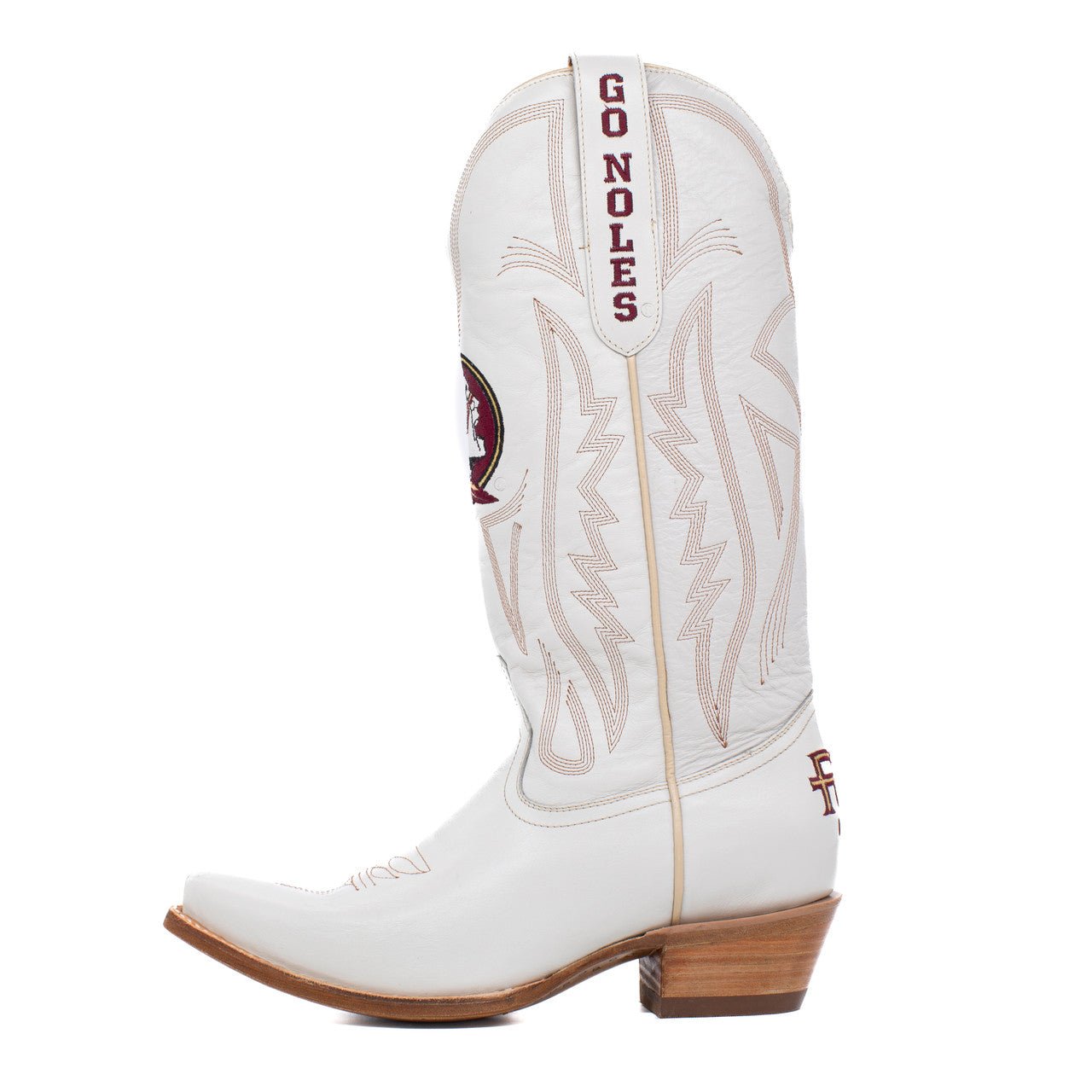FSU Ivory Leather Gameday Boots - The Pink Pineapple 850