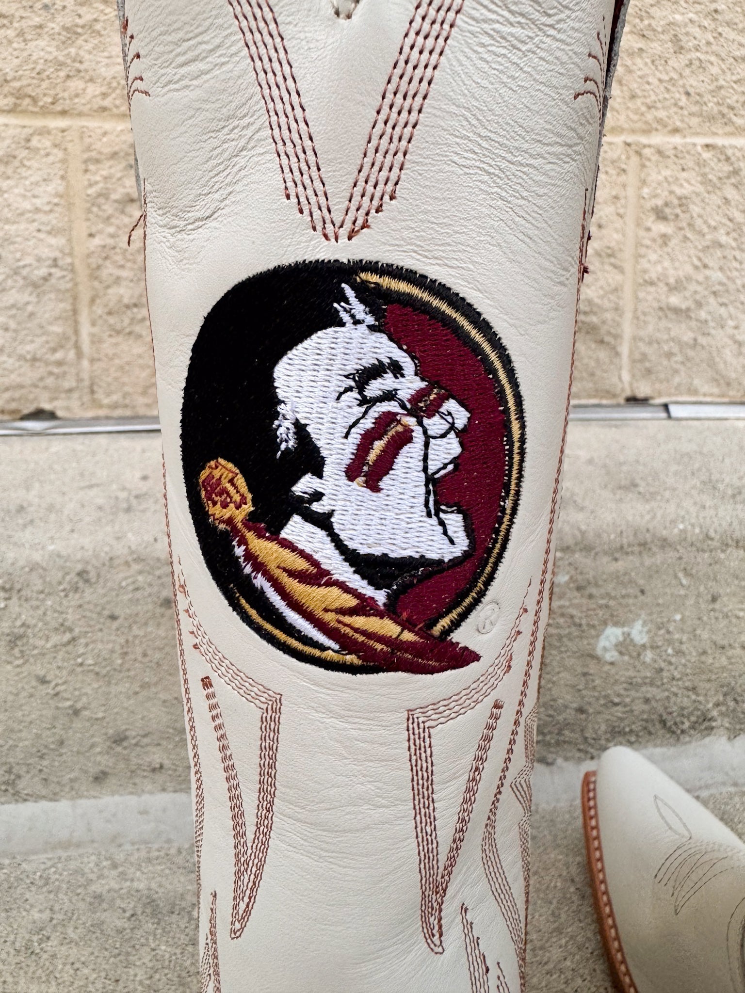 FSU Ivory Leather Gameday Boots - The Pink Pineapple 850