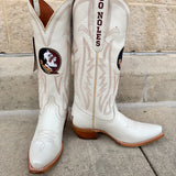 FSU Ivory Leather Gameday Boots - The Pink Pineapple 850