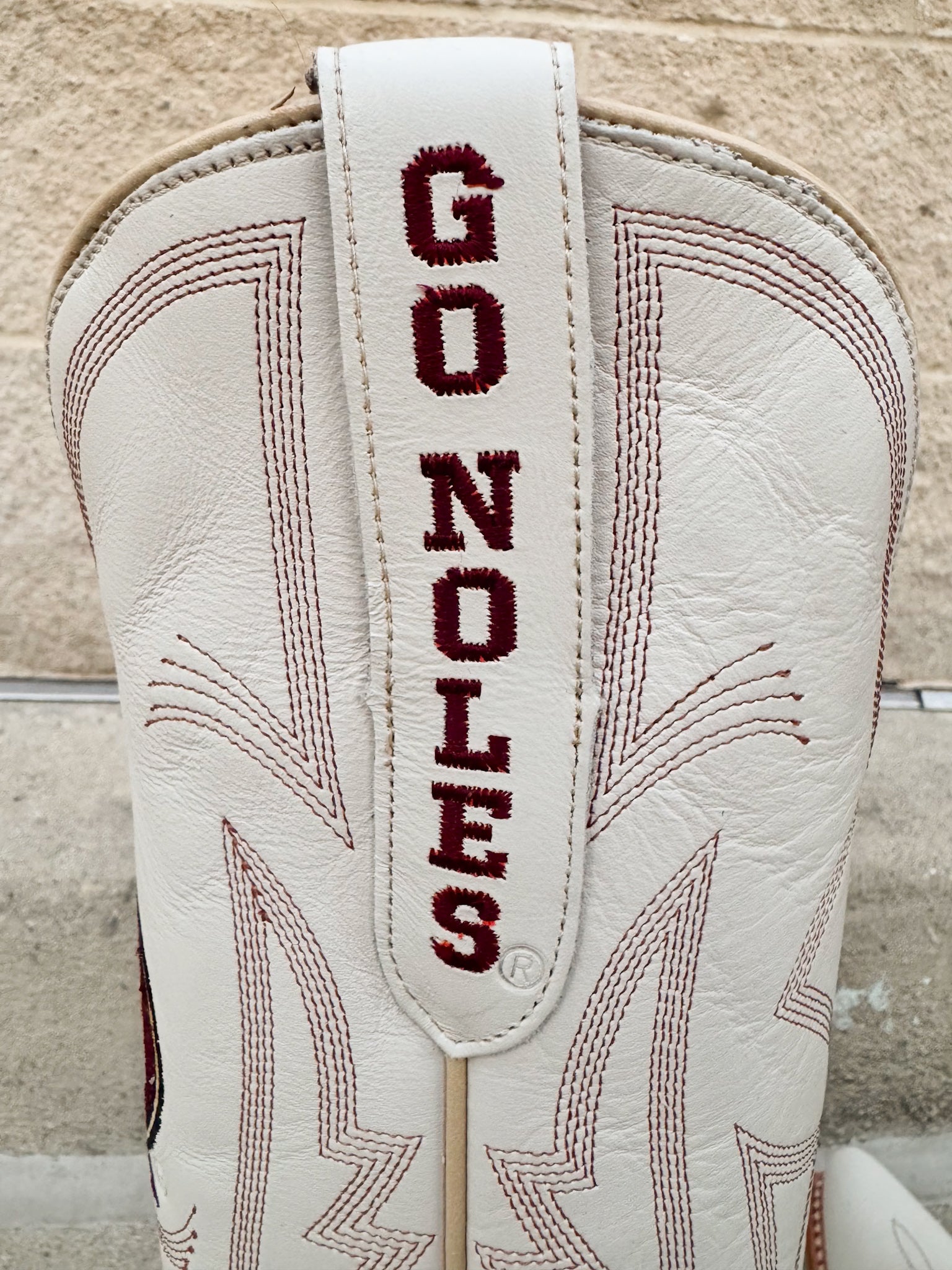 FSU Ivory Leather Gameday Boots - The Pink Pineapple 850