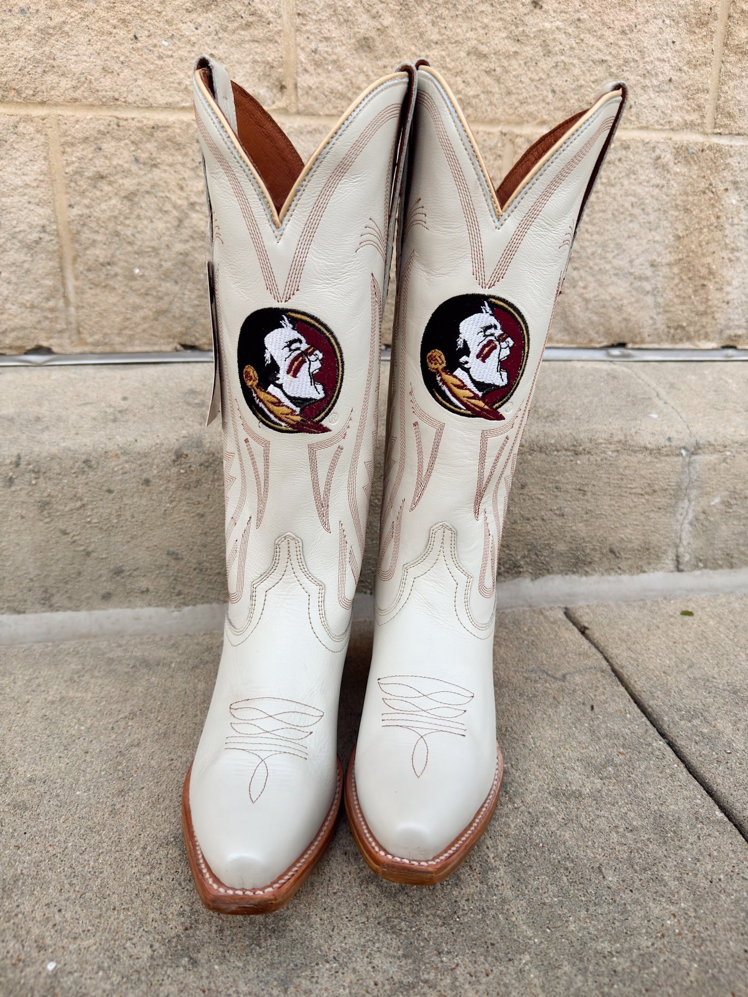 FSU Ivory Leather Gameday Boots - The Pink Pineapple 850