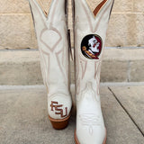 FSU Ivory Leather Gameday Boots - The Pink Pineapple 850