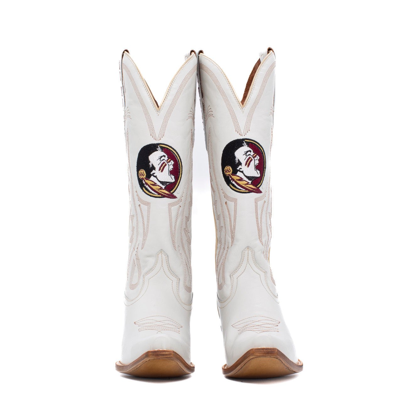 FSU Ivory Leather Gameday Boots - The Pink Pineapple 850